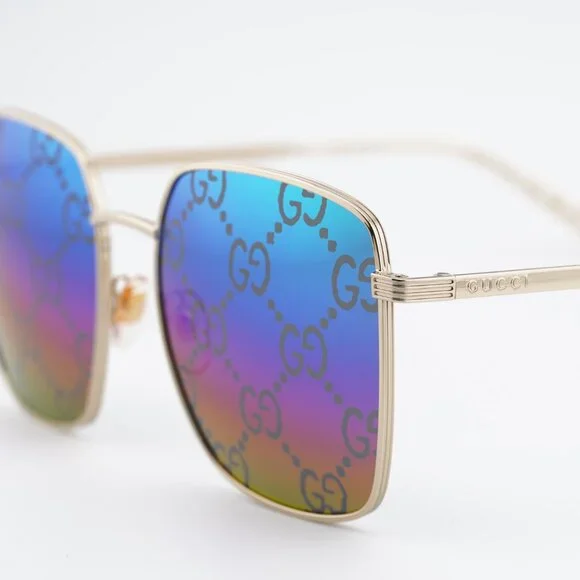 Gucci GG0802S 004 Sunglasses Gold Square Frame, Multicolor Lenses Gucci GG0802S 004 Sunglasses Gold Square Frame, Multicolor  main image 4